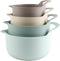 COOK WITH COLOR Non-Slip Mixing Bowls - 4 Piece Nesting Plastic Set with Pour Spouts, Handles, and Measurement Markings