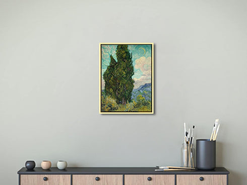 Wieco Art Framed Wall Art Cypresses, Van Gogh Giclee Canvas Print for Modern Home Decor