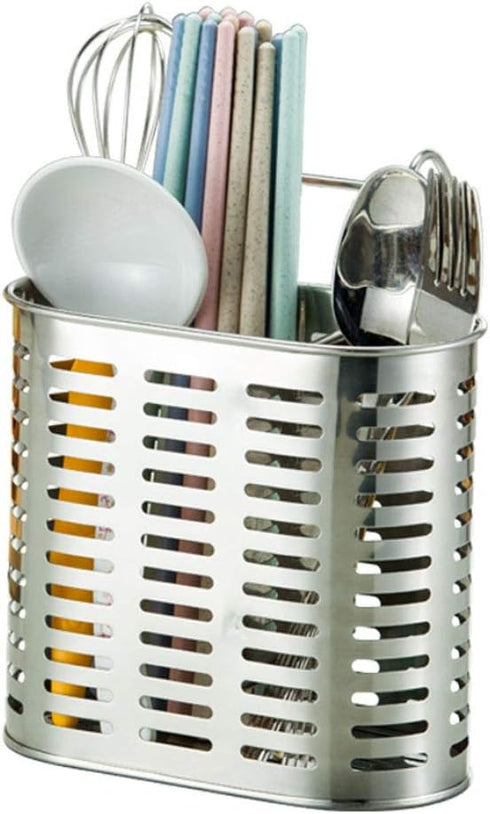 kaileyouxiangongsi Stainless Steel Hanging 2 Compartments Mesh Utensil Drying Rack, Chopsticks, Spoon, Fork, Knife