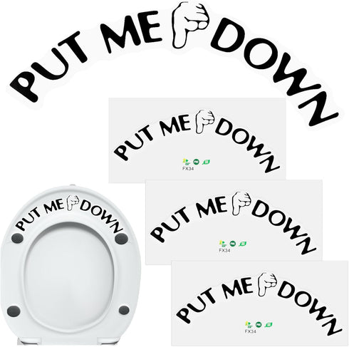 AUEAR Funny Bathroom Toilet Seat Sticker Decal Reminder Decoration for DIY (4 Pack)