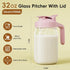32 oz Breast Milk Pitcher - Glass Mason Jar with Dual Leak-Proof Design, Airtight Seal, Pour Spout & Handle, Storage