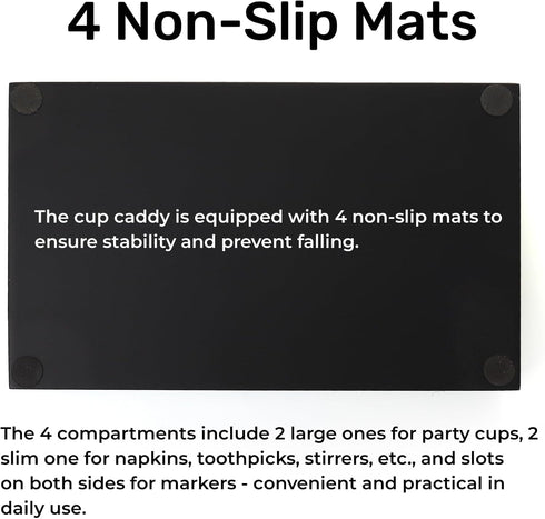 Double Party Cup Holder with Marker Slot - Wooden Drink Cup Dispenser for Wedding, Party, Kitchen, Bar, Housewarming