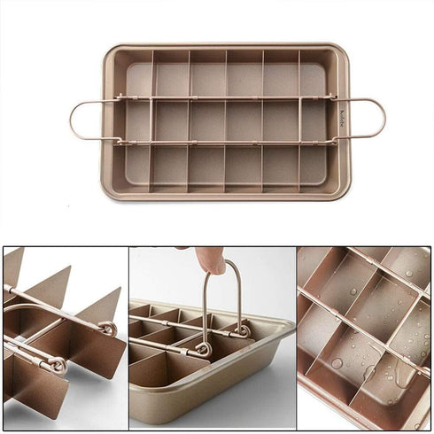 Non-Stick Brownie Baking Pan with Dividers, 18 Pre-slice Brownie Tray, Brownie Cutter, 12 x 8 x 2 Inches