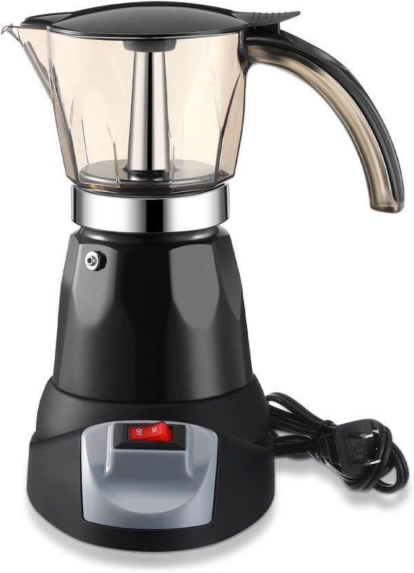 Electric Espresso Maker Transparent Coffee Maker Electric Moka Pot Portable Aluminum Espresso