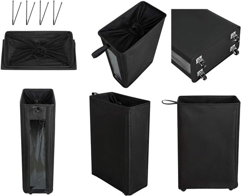 ZERO JET LAG 25 Inches Slim Laundry Storage Hamper, Large Rolling Bin, Clear Window, Black