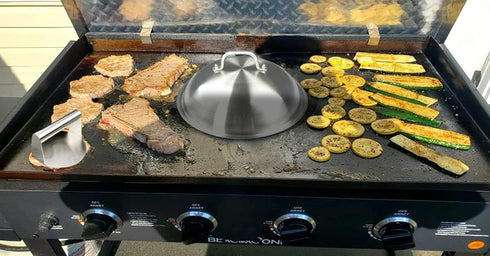 ZBXFCSH Griddle Accessories - Heavy Duty 12 Inch Round Basting Cover, Stainless Steel Cheese Melting Dome