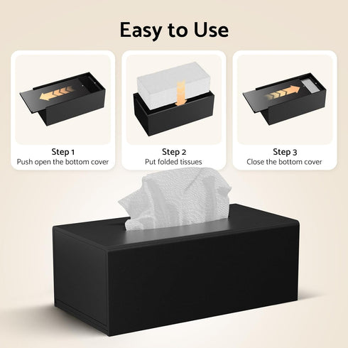 HIIMIEI Acrylic Tissue Box Cover Tissue Holder Napkin Dispenser for Home Office Restaurant-Black