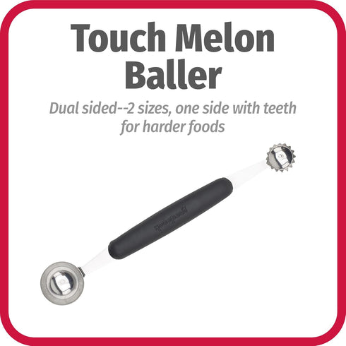 GoodCook Touch 2-in-1 Stainless Steel Melon Baller and Fruit and Veggie Corer Scoop, Silver/Black