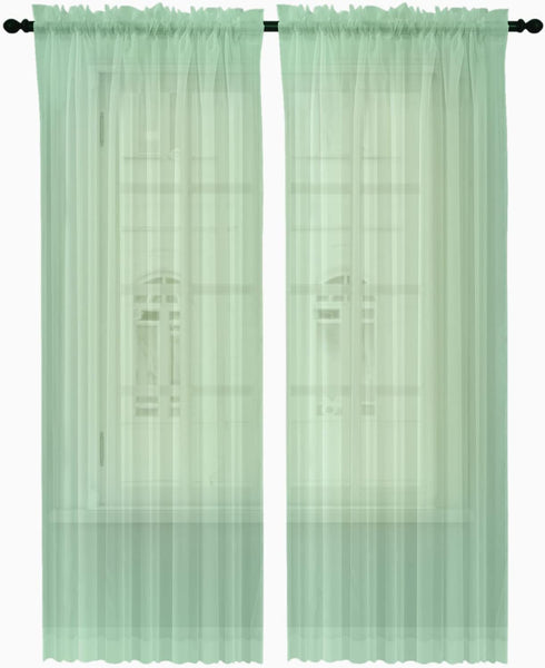 Oakias Green Sheer Curtains, 2 Panels Set 54" W x 84" L, 84 Inches Long Rod Pocket Voile Curtains for Living Room &