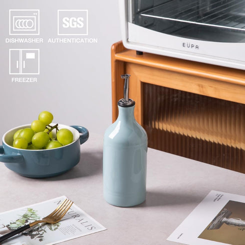 Sweejar Ceramic Olive Oil Dispenser Bottle, 15.5 Fl Oz, Opaque Cruet for Oil, Vinegar & Other Liquids
