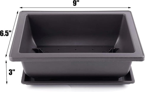 Yesland 6 Pack Bonsai Training Pots - 9 Inches Classic Deep Humidity Trays with Built-in Mesh for Bonsai Plants