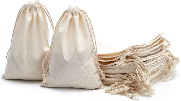 Tendwarm 20 Pieces Reusable Cotton Drawstring Bags, 5x7 Inches Muslin Sachet Bag for Party Wedding Storage