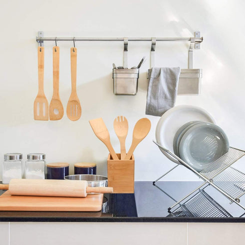 Bamboo Kitchen Utensils, 6 pcs Nonstick Spatula Tools, Heat Resistant Cooking Utensil Set, Premium Wooden Spoon Sets