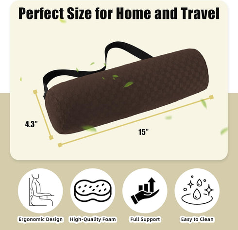 coceyese Long-15 4.3'') Lumbar Roll Pillow for Lower Back, Lumbar Support Foam Roll Cushion with Pillowcase