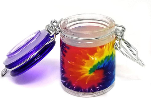Airtight Glass Herb Mini Storage Jar, Clamping Lid in Choice of Design (Tie Dye, Small)