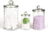 Mini Glass Apothecary Jars - Set of 3 Bathroom Storage Organizer Canisters for Cotton Swabs, Cotton Balls, Makeup