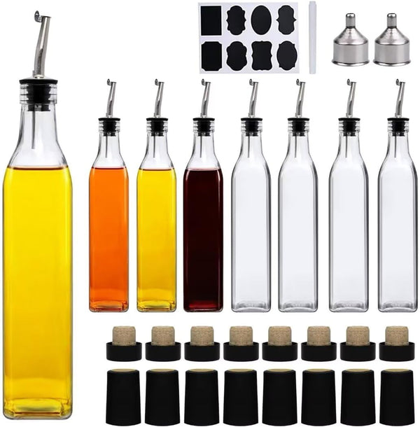 Salzesfalls 8 Pack 17oz Olive Oil Dispenser Bottle,Oil Dispenser for Kitchen, Cooking Oil