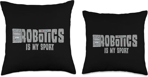 Robotics Is My Sport Throw Pillow - Robot Engineering Vintage