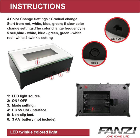 FANZI LED Rectangular Light Display Base | 3D LED Light Stand for Crystals and Glass Art (Black)