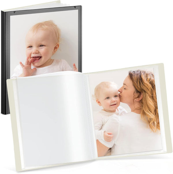 CRANBURY Portfolio Binder for 8x10 Photos (Black), Poly Plastic Art Presentation Book with 24 Pages for 48 Pictures