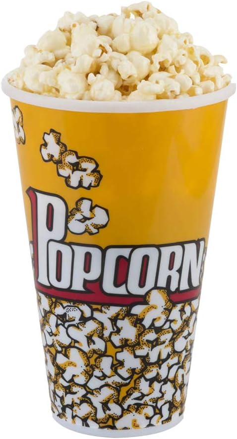 Set of 6 Yellow Popcorn Bowl Tubs, 7 x 4.5 Inches, Perfect for Movie Night, Parties, and More!