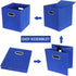 Set of 6 Dark Blue Fabric Cloth Storage Bins, Foldable Cube Baskets with Dual Handles for Home Bedroom Storage