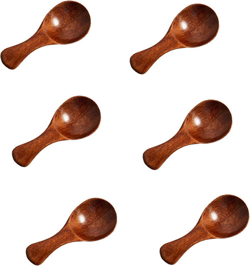 Asanta 6 PCS Mini Wooden Spoons, 3.2 Inch Tiny Spoons for Spices Jars,