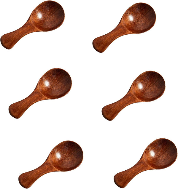 Asanta 6 PCS Mini Wooden Spoons, 3.2 Inch Tiny Spoons for Spices Jars,