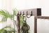 Wood Entryway Tabletop Key Holder Rack, Rustic Burnt Decorative Organizer with Storage Tray and Brass Tone Hooks
