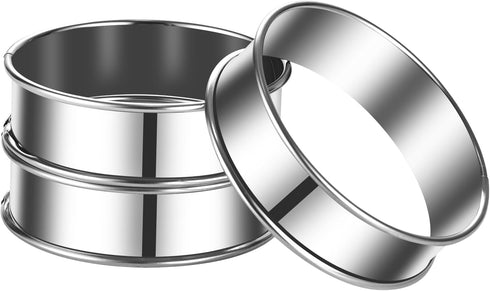 8 Pack 4 Inch Stainless Steel English Muffin Rings, Double Rolled Tart Rings for Baking Pastry Cooking