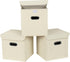 Closet Organizers Fabric Storage Bins with Lids, 3 Pack Collapsible Cube Storage Organizer Basket with Handles for
