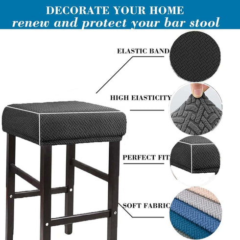 LIULIWEIFA Set 4/2/1 Counter slipcover,Black,2pcs Bar Stool Covers Rectangle of Saddle Bar Stool Covers Slipcover Stool