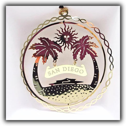 San Diego California Brass Christmas Ornament