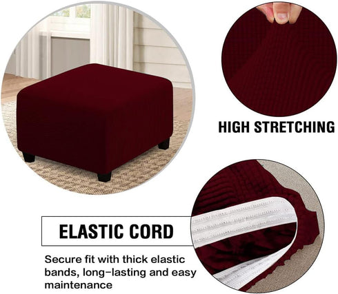 VIENLOVE Square Ottoman Slipcover Polyester Blend Folding Storage Stool Furniture Protector Stretch Ottoman Cover