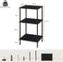 3 Tall Side Table with Storage Tier Black End Table Metal Storage Shelves for Living Room Bedroom Bathroom Small Slim
