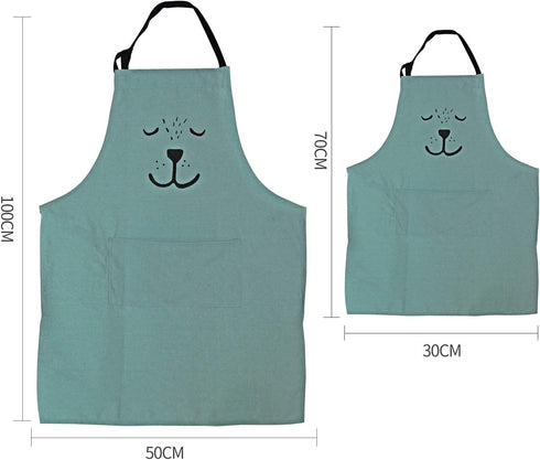 YOLOPARK Lovely Parent and Child Apron, Comfortable Simple Apron with Pocket for Cooking, Pack of 2