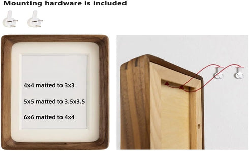 4x4 3x3 4x4,Square Natural Picture Frame Wood with Mat for Pictures or Wall Photo Frames Made of Solid Walnut Wood