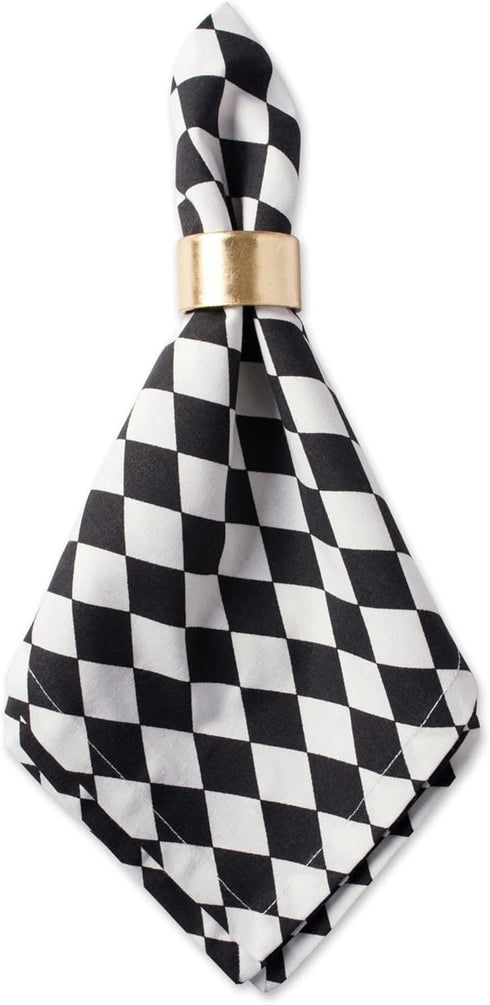 DII Halloween Tabletop Napkin Set, Harlequin Collection, Black and Cream, 6 Piece