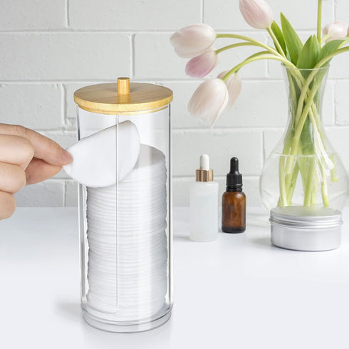 Bathroom Cup Dispenser, Clear Acrylic Holder for 3oz Disposable Paper Cups, Makeup Organizer with Lid for Vanity