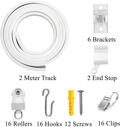 VRSS Flexible Bendable Curved Ceiling Curtain Track, 2 Meters (6.6 ft) with Stainless Steel Curtain Clips for Shower