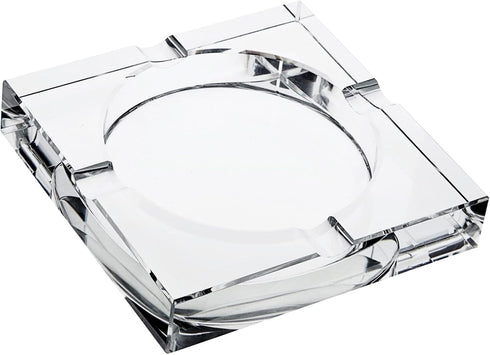 Juvale Glass Crystal Ashtray with 4 Slots for Cigars - Luxury Square Cigarette Holder for Home, Office, Desk (7 x 7 x