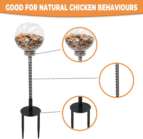 Oooct 4 Pack Chicken Pecking Toys with Swing Feeder, Coop Slow Feeder Toy for Chickens, Chicks, Ducks, Hens, Parrots