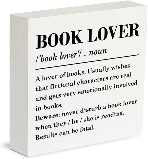 corner wind Book Lover Sign, Book Lover Definition Wood Sign, Rustic Box Sign Decor