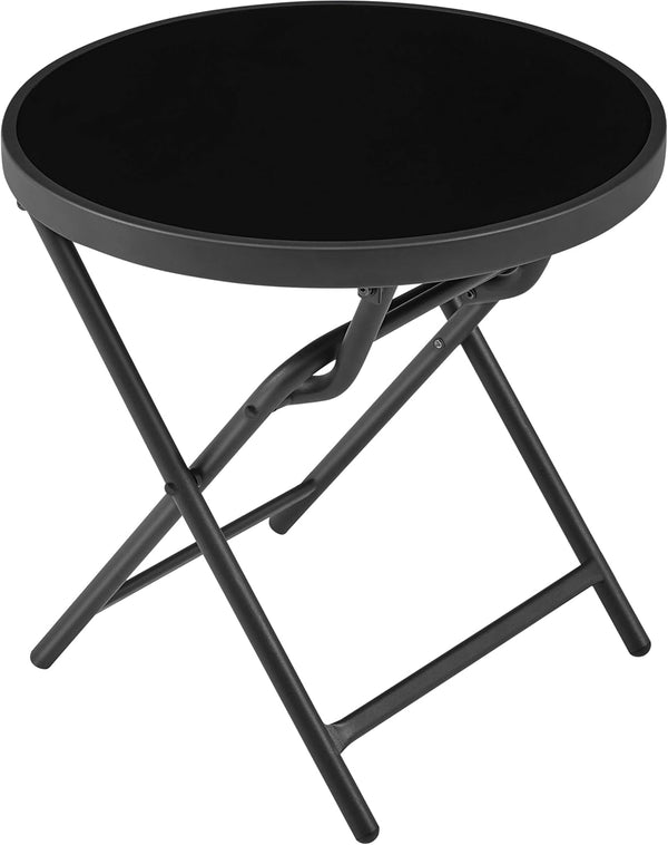 Yaheetech Outdoor Folding Side Table, Round Patio Folding End Table with Silk
