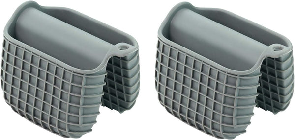 Mini Silicone Oven Mitts Set - Heat Insulation Oven Gloves for Cooking and Baking, Protecting Fingers - Square-Gray