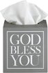 Creative Brands Faithworks, God Bless You Wooden Tissue Box Cover, Small, Grey