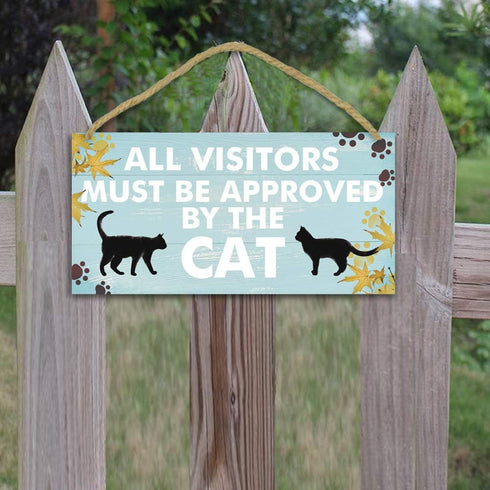 TOARTi Funny Cat Wood Sign, 12.5x25cm Cat Gift for Cat Lovers, Black Cat Wooden Plaque for Home Decoration