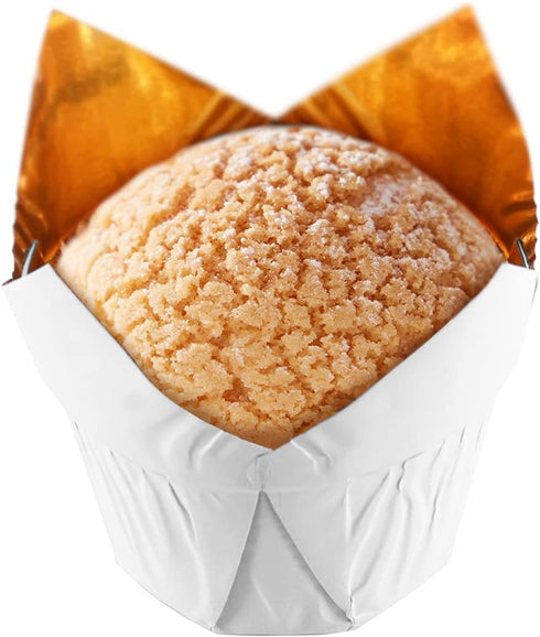 Party Hippo Gold Tulip Cupcake Liners Baking Paper Cups Holders, Greaseproof Muffin Cases Wrappers for Wedding Birthday
