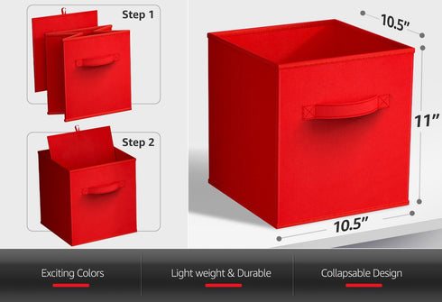 Sorbus Fabric Storage Cubes, 8 Foldable Bins for Organizing Pantry, Toy Box, 11 Inch Collapsible Cube Baskets