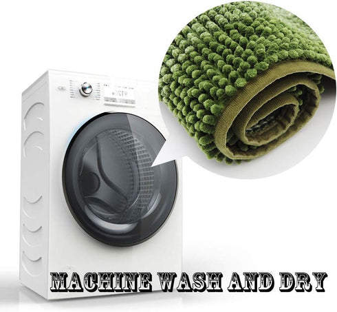 COSY HOMEER 28x18 Inch Bath Rugs, 100% Polyester Extra Soft Non-Slip Bathroom Mats, Machine Washable, Green